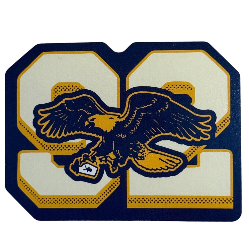 Dutch Bros Coffee 8/26 Release Eagle 92 Varsity Sticker Decal Navy Gold